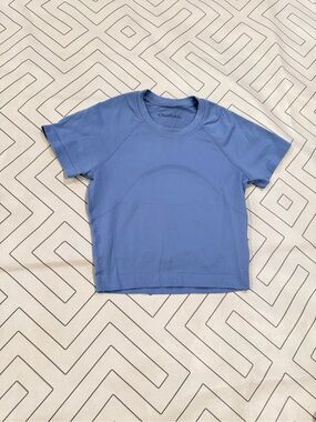 Lululemon Blue Cropped Crewneck Swiftly Top